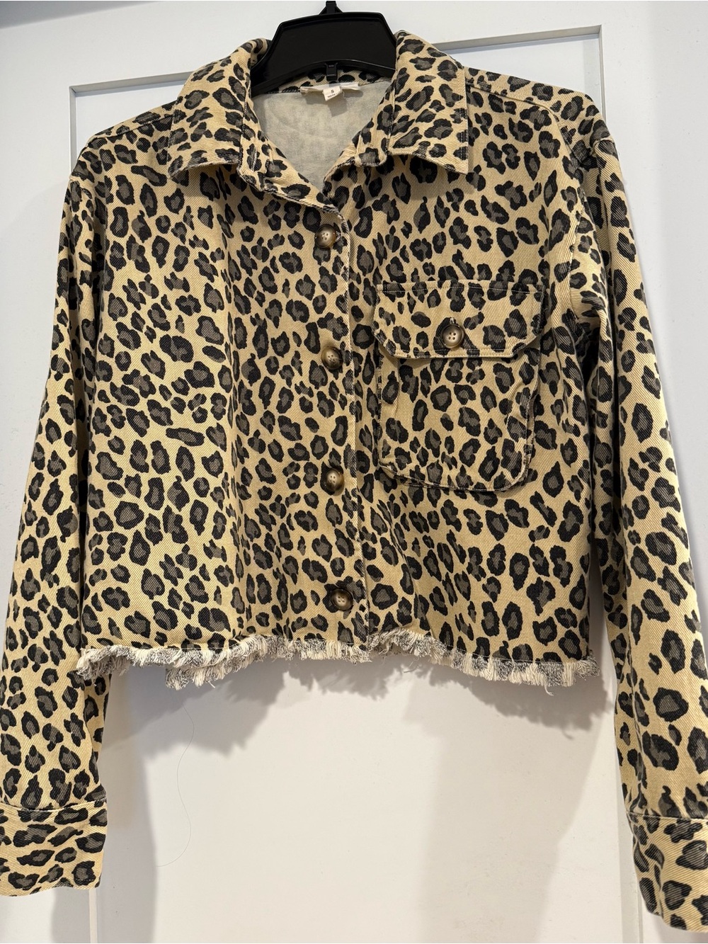 Leopard Print Crop Jacket - Beige/Black